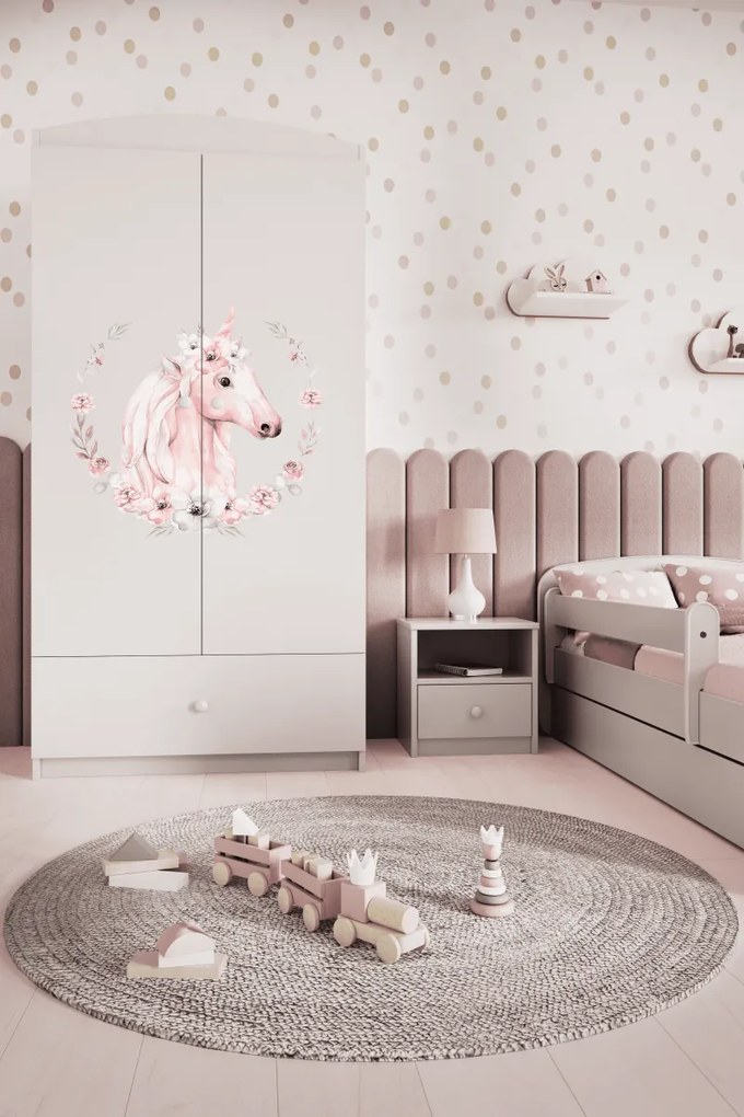 Detská skriňa Babydreams 90 cm kôň biela