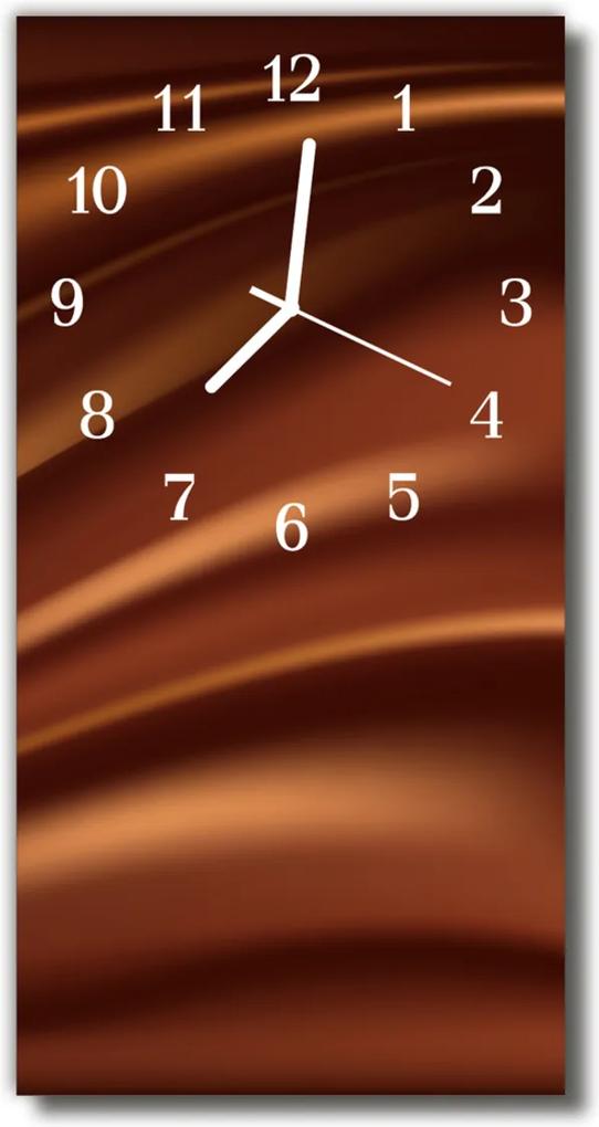 Sklenené hodiny vertikálne  Umelecká grafika hnedé tvary