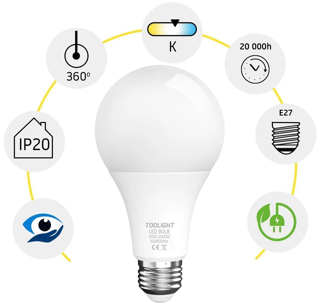 Toolight Rea, Teplá LED žiarovka RSL027 E27 12W Neutral, OSW-20013