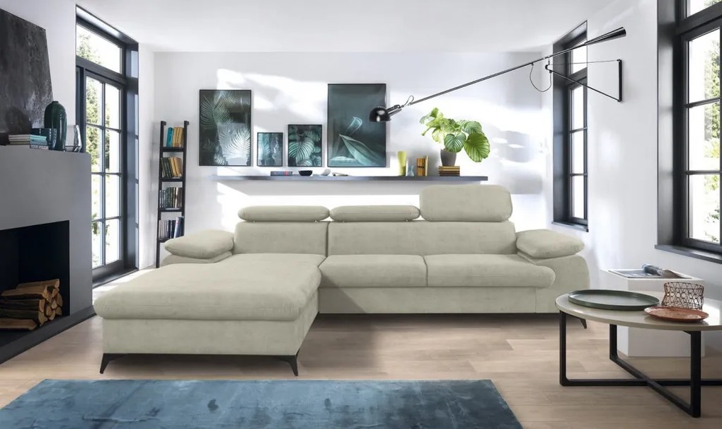 Rohová sedacia súprava Scala, béžová látka, ľavý roh