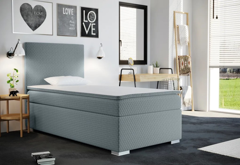 Čalúnená posteľ boxspring ICON + topper, 80x200, sawana pik honey 72, pravá