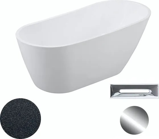 Besco Akrylátová voľne stojaca vaňa Melody Glam G 150x80 (170x80) BESCO-Typ výpuste: Click-Clack s prepadom, chróm, BESCO-Rozmery: 150x80, BESCO-Farb…