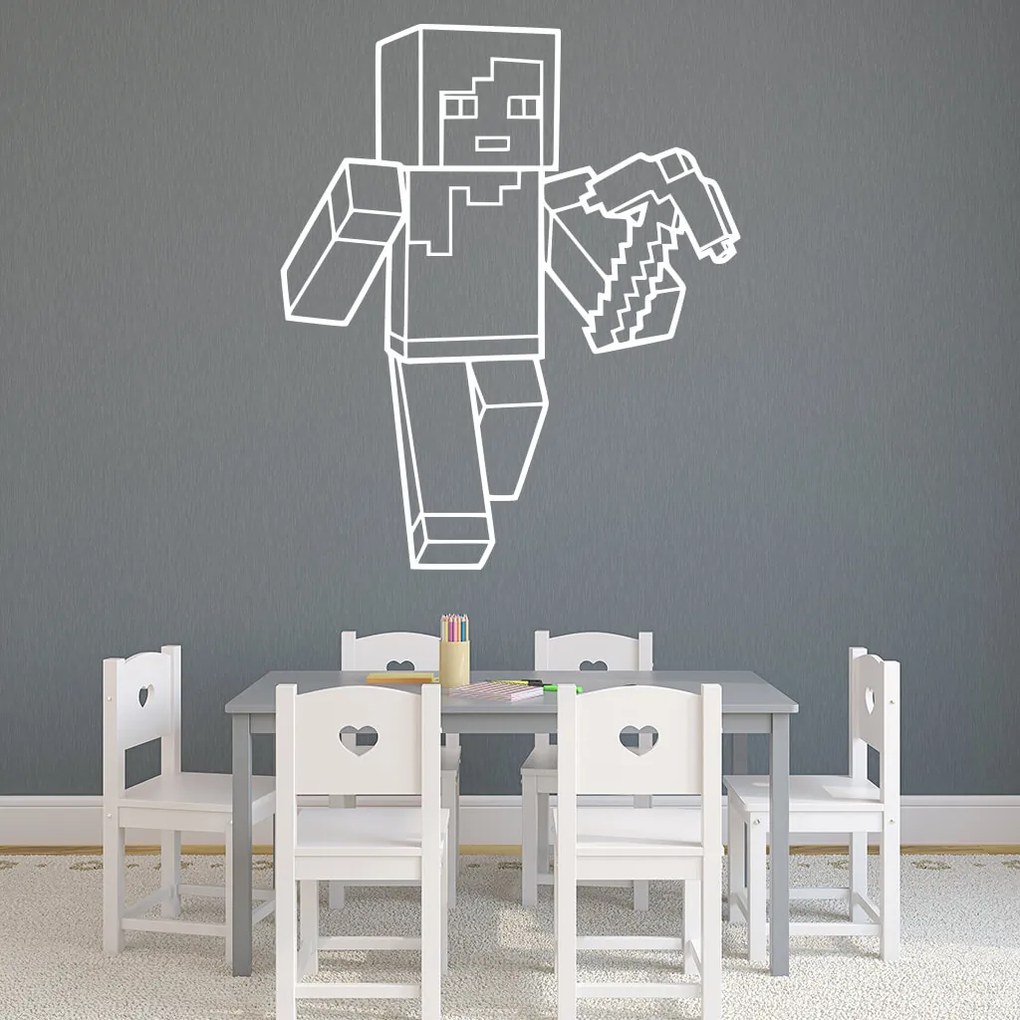Veselá Stena Samolepka na stenu na stenu Minecraft krompáč Farba: černá