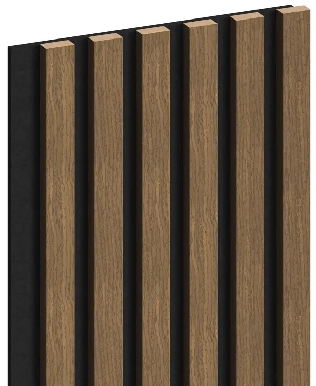 Mexen Lam-F, akustické stenové lamely 275 × 30 cm, plstený podklad 8 mm, technická dyha, orech prírodný, S105-275307-3015-016