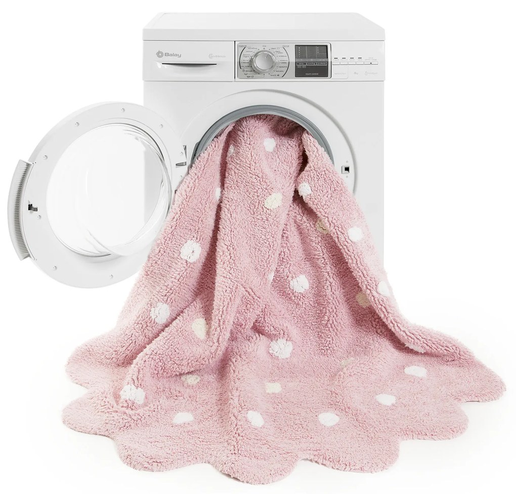 Pre zvieratá: Prateľný koberec Little Biscuit Pink, 140x140 (priemer) kruh, ružová, obývacia izba, Lorena Canals