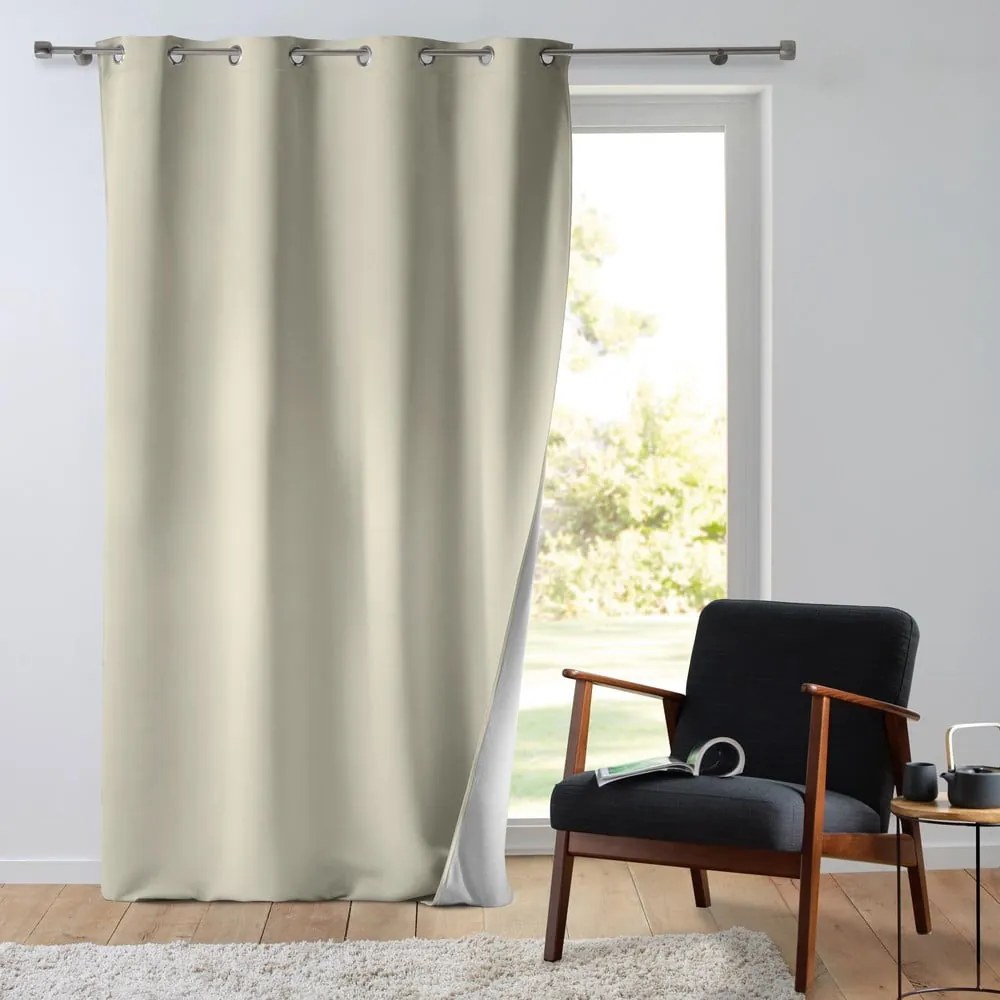 Béžový odhlučňovací záves z mikrovlákna 135x260 cm Micropolar – douceur d'intérieur