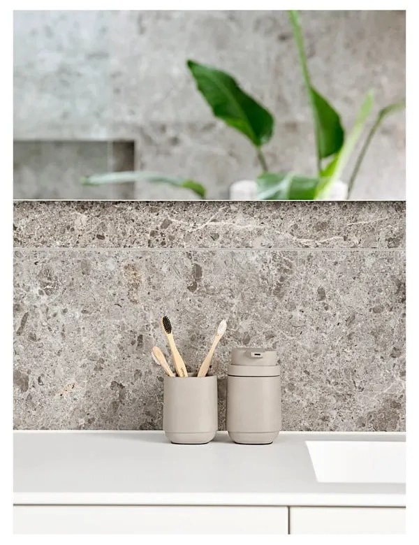 Béžový betónový téglik na zubné kefky Time - Zone