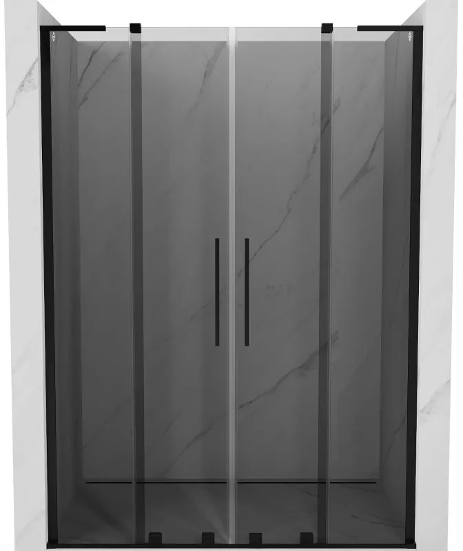 Mexen Velar L Duo, posuvné sprchové dvere do otvoru 150 cm, 8mm šedé sklo, čierna matná, 871-150-003-42-70