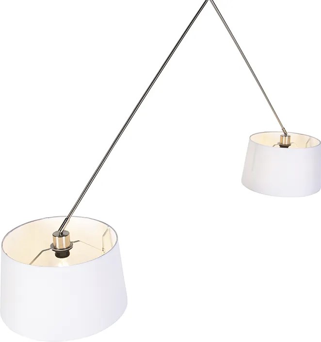 Osvetlenie na zavesenie z ocele s bielymi tienidlami z ľanu 35 cm 2-svetlo - Blitz