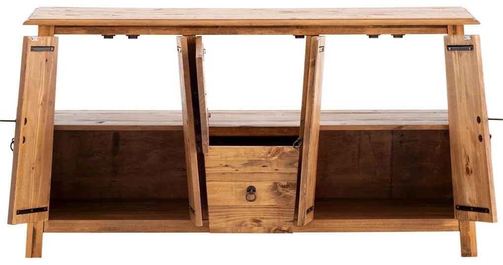 furniture-nabytek.cz - Masivní umyvadlová skříňka Rangún z borovice, lakovaná, hnědá – 140×45×75 cm