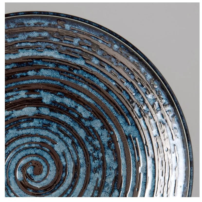 Modrý keramický tanier Mij Copper Swirl, ø 25 cm