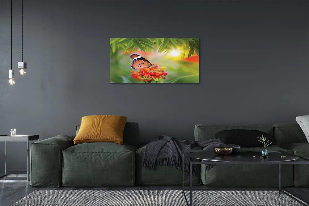 Obraz na plátne Farebný motýľ kvety 120x60 cm