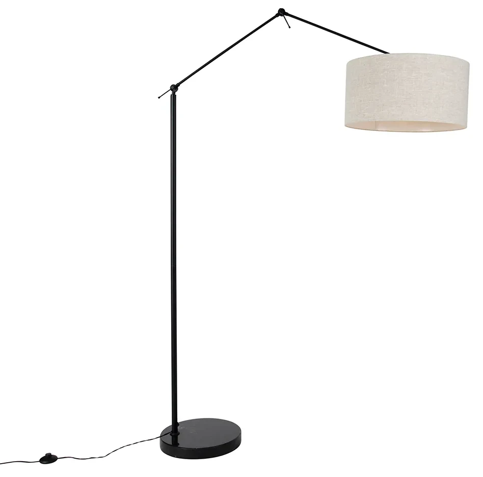 Stojaca lampa čierna so svetlosivým tienidlom 50 cm nastaviteľná - Editor