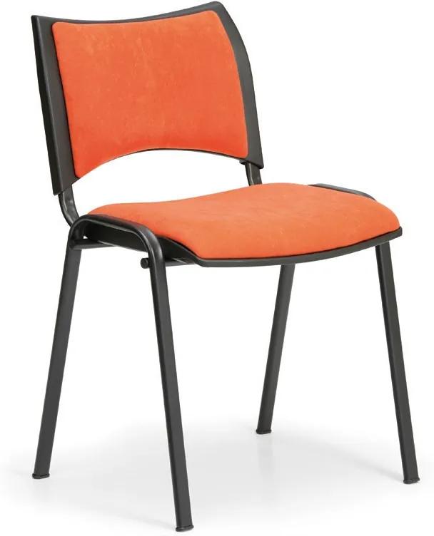 Konferenčná stolička SMART - čierne nohy, bez podpierok rúk, oranžová