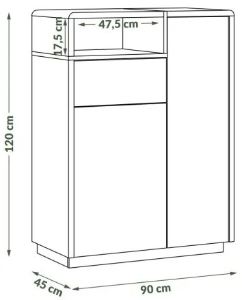 Komoda s zásuvkou FRED antracit/dub artisan