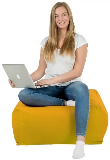 Plyšová taburetka horčicová