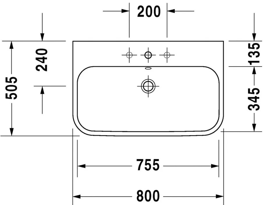 Duravit Happy D.2 - Umývadlo do nábytku s prepadom 800x505 mm, biela 2318800000