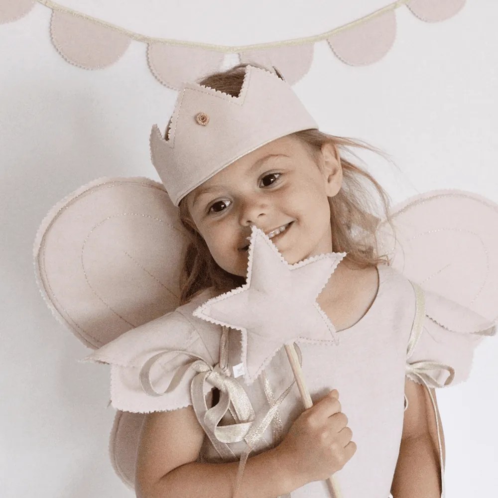 Ľanový kúzelný prútik púdrovo ružový so zlatom