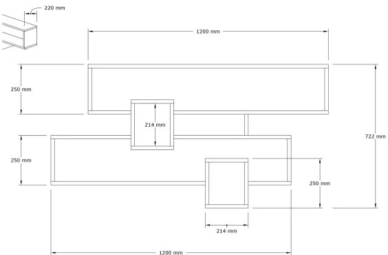 Nástenná polica KAREN 120x72,2 cm antracit/hnedá