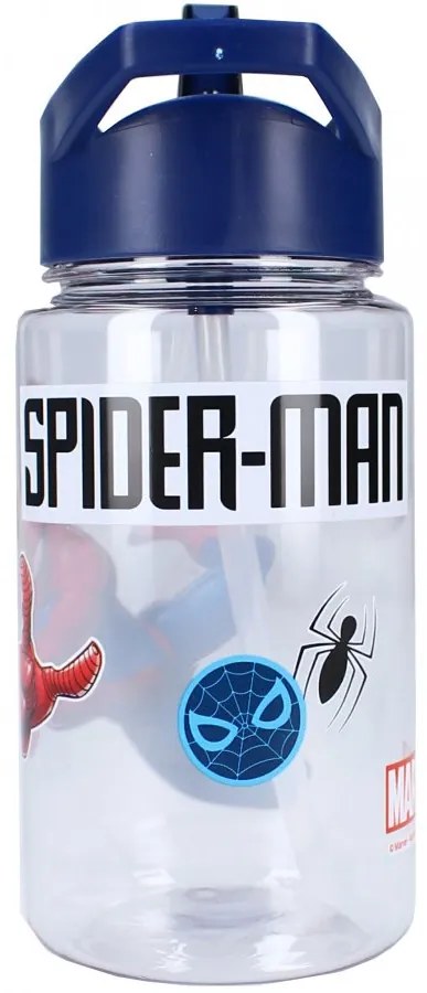 Plastová fľaša na pitie Spiderman so slamkou a uškom - 450 ml