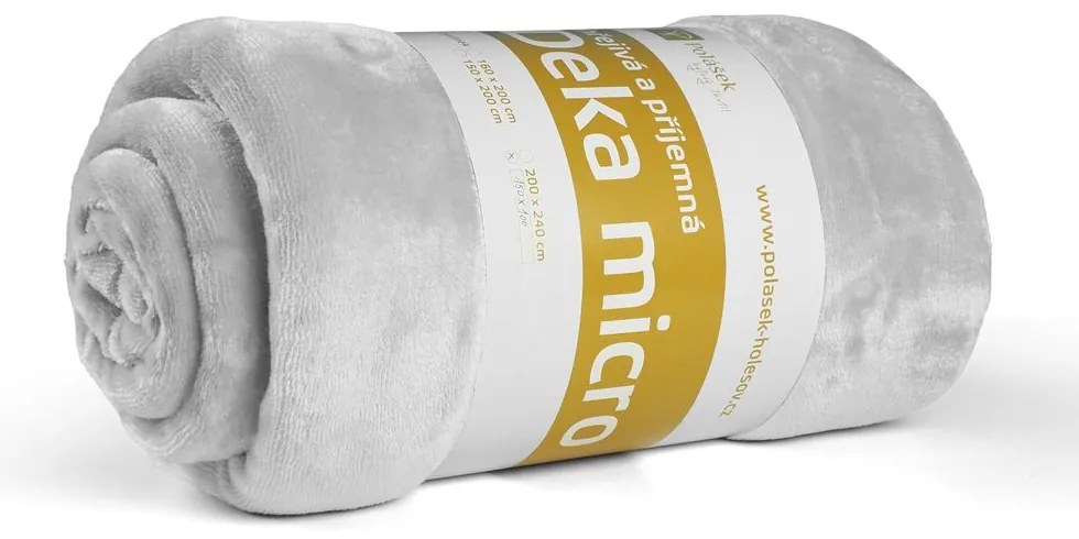 Polášek Mikroflanelová deka s barančekom - Svetlošedá | 100 x 150 cm