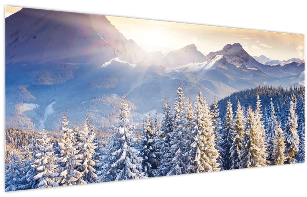 Obraz - Horská krajina v zime (120x50 cm)