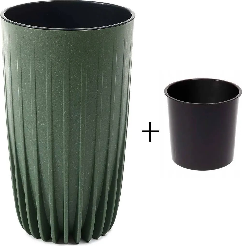 PLASTOVÝ KVETINÁČ STRIPPED ECO 51X30 CM ZELENÁ