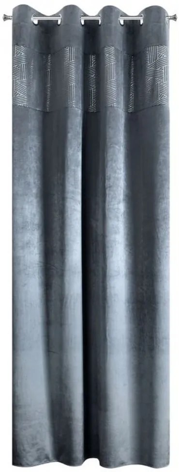 Hrubý sivý záves s dekoračnou vrchnou časťou 140 x 250 cm Dĺžka: 250 cm