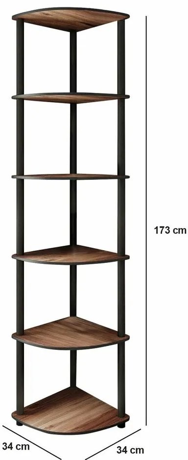Regál Corner Walnut, 6 polic