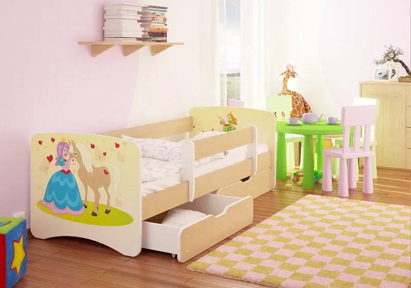 MAXMAX Detská posteľ PRINCEZNA A KONÍK funny 180x80 cm - bez šuplíku 180x80 pre dievča NIE