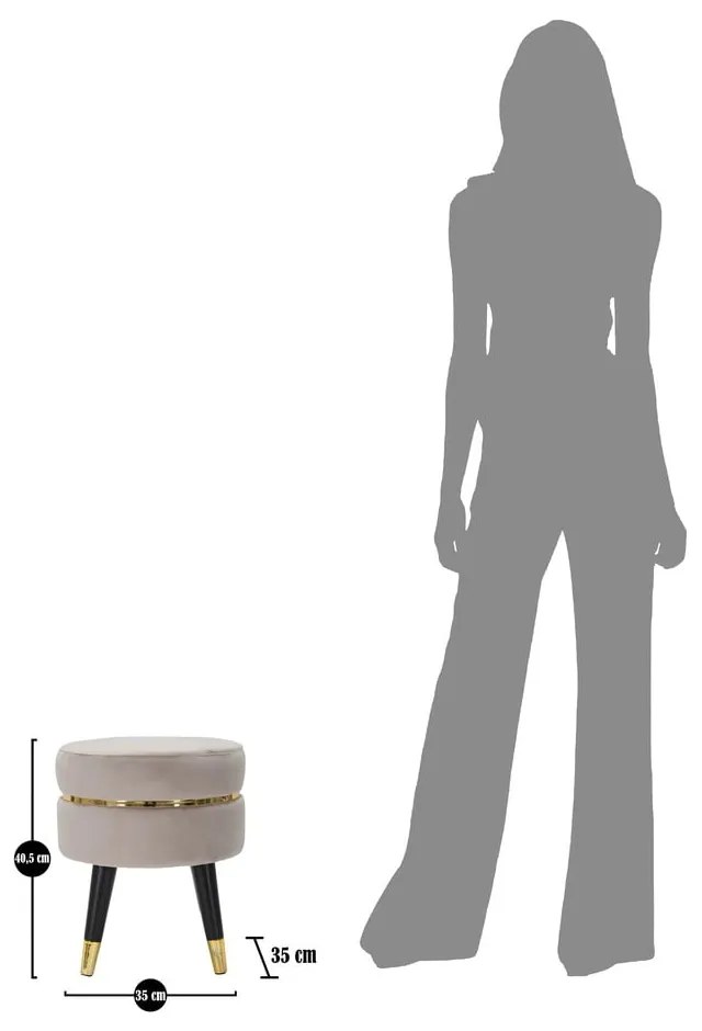 Béžová zamatová podnožka Paris – Mauro Ferretti