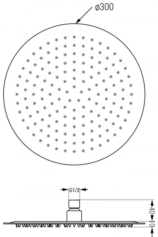 Mexen sprchová nerezová hlavica Round 30 cm, biela, 79230-20