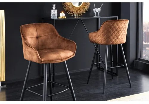 Barová stolička Euphoria 43689 Zamat - Hnedá - Komfort-nábytok