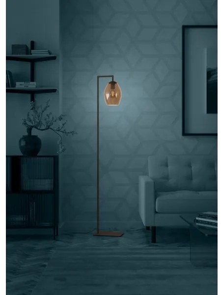 Eglo 390255 - Stojacia lampa ESTANYS 1xE27/40W/230V hnedá