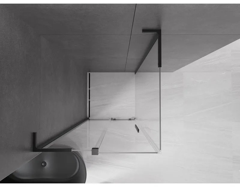 Mexen Velar L, sprchový kút s posuvnými dverami 90 x 90 cm, 8mm číre sklo, čierna matná, 871-090-090-03-70