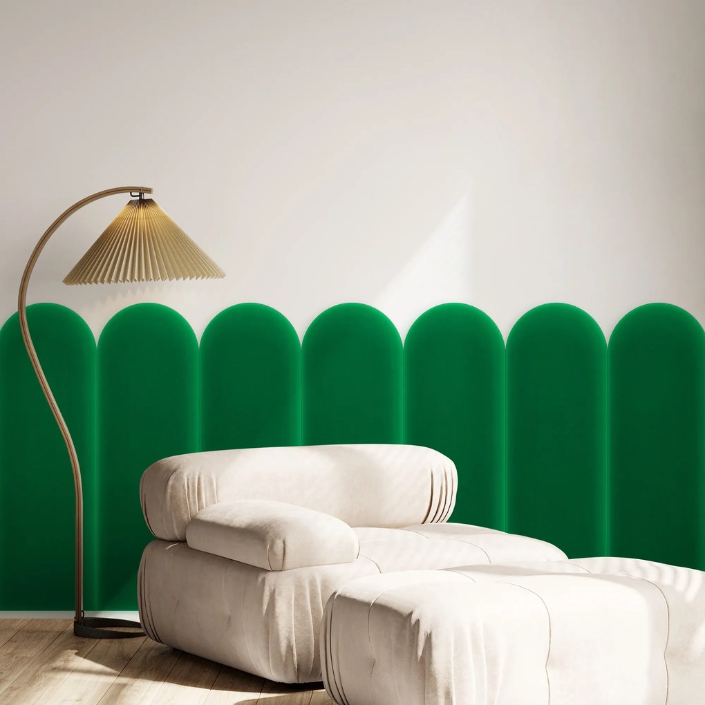Zamatový čalúnený panel - Oblúk - 20x80cm Farba: Zelená