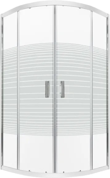 Novoterm Štvrťkruhový sprchovací kút NV-Madera STR 90x90 chróm/potlač - bez vaničky