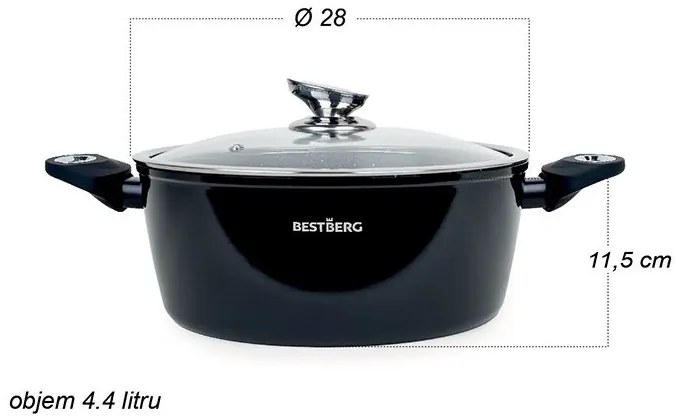 MEGAKOMBO Multifunkčný kuchynský robot BestBerg BBR-1900B + 15dielna sada riadu s mramorovým povrchom BestBerg BBN-1015A / čierna