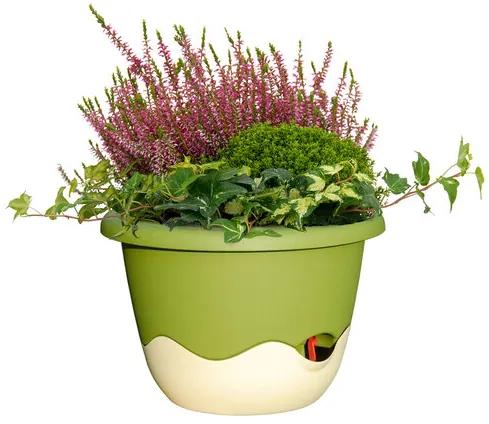 Samozavlažovací závesný kvetináč Mareta, šedá + zelená, 30 cm, Plastia