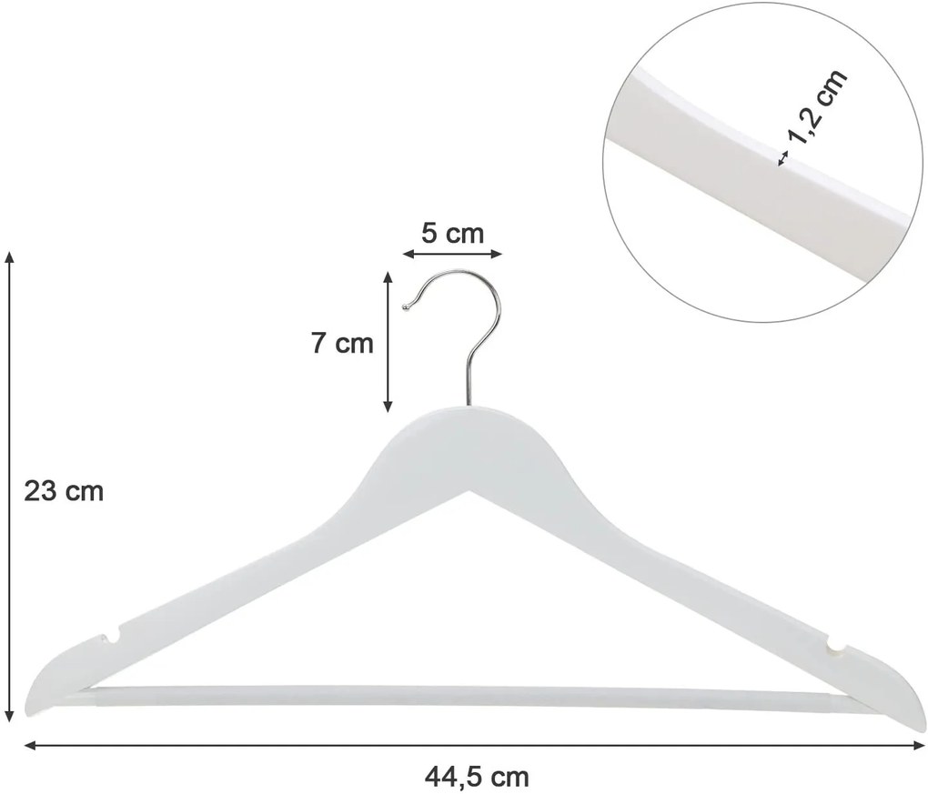 SONGMICS Drevený vešiak, biely 44 cm 10 ks