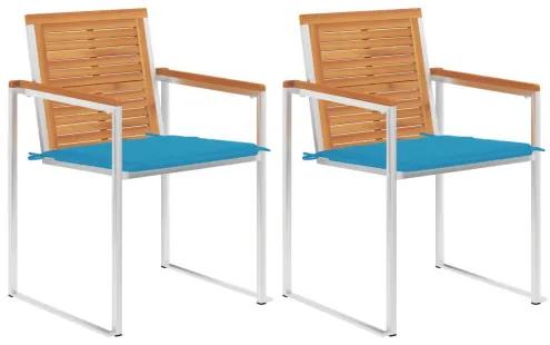 vidaXL Záhradné stoličky s vankúšmi 2 ks masívna akácia a oceľ-