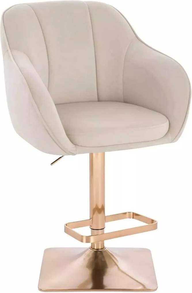 LuxuryForm DESIGN Barová stolička AVOLA VELUR na zlatej hranatej podstave - krémová