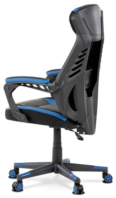 Autronic BONTEC Herné kreslo, hojdací mechanizmus, čierna ekokoža, KA-Y213 BLUE Farba: Čierna