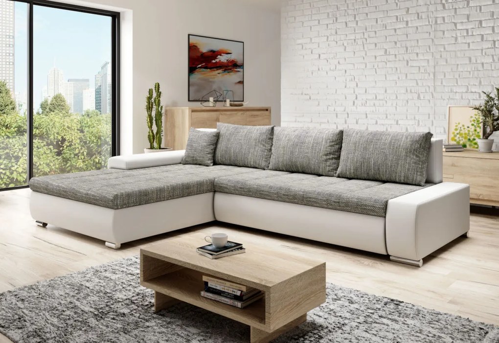 Rohová sedacia súprava TOSCANIA, 297x80x214, berlin 02/čierna ekokoža, pravá