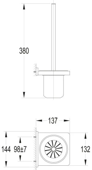 OMNIRES DA70620BL - Nástenná WC štetka DARLING polomatná čierna