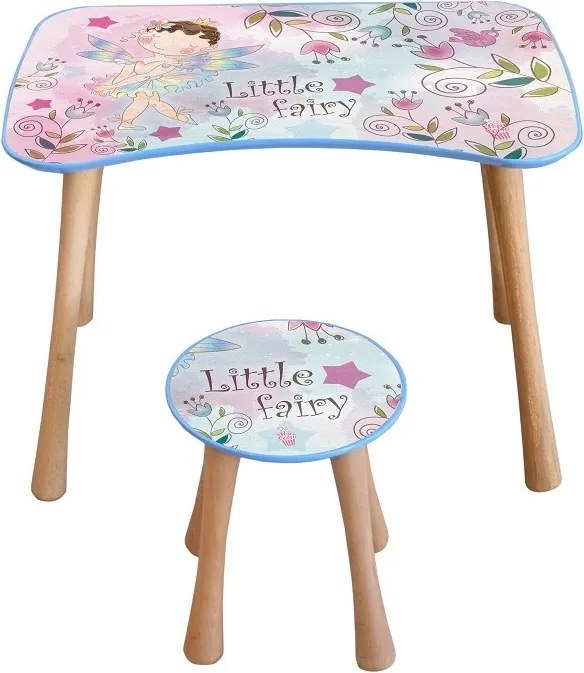 HOME ELEMENTS & POPCORN Detský stôl so stoličkou, Kvetinová víla