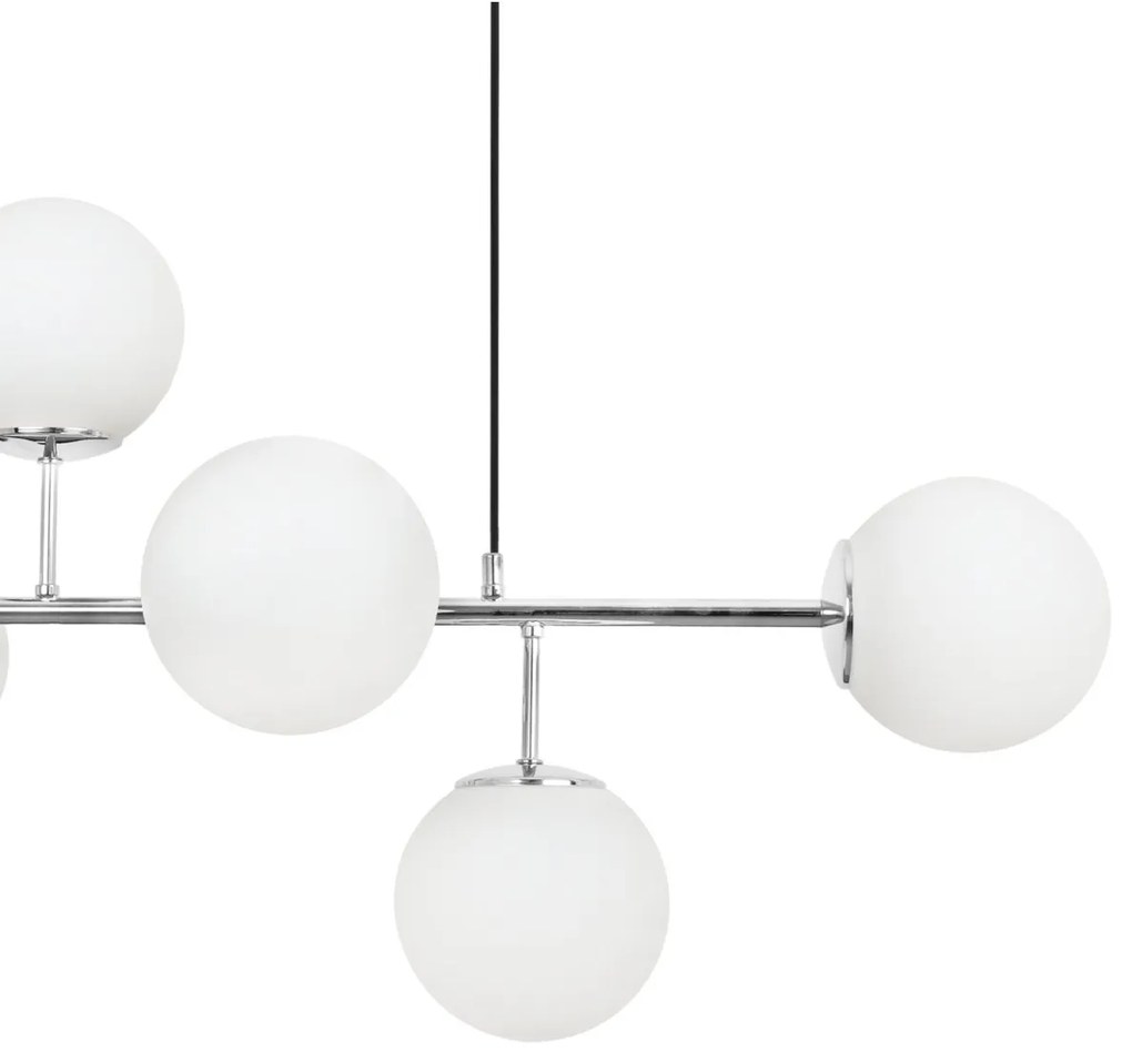 Závesne svietidlo Florence 1, 6x biele sklenené tienidlo, CH