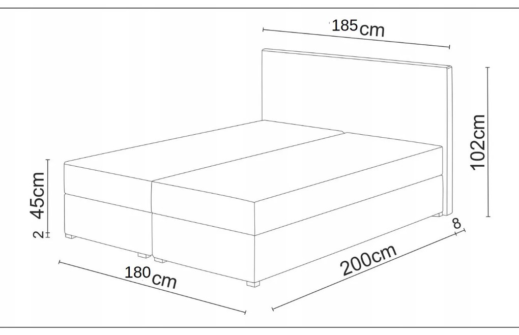 Manželská posteľ Boxspring 180 cm Lilac Comfort (vzor + čierna) (s matracom a úložným priestorom). Vlastná spoľahlivá doprava až k Vám domov. 1056092