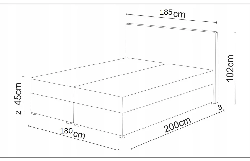 Manželská posteľ  Boxspring 180 cm Lilac Comfort (vzor + čierna) (s matracom a úložným priestorom). Vlastná spoľahlivá doprava až k Vám domov. 1056092