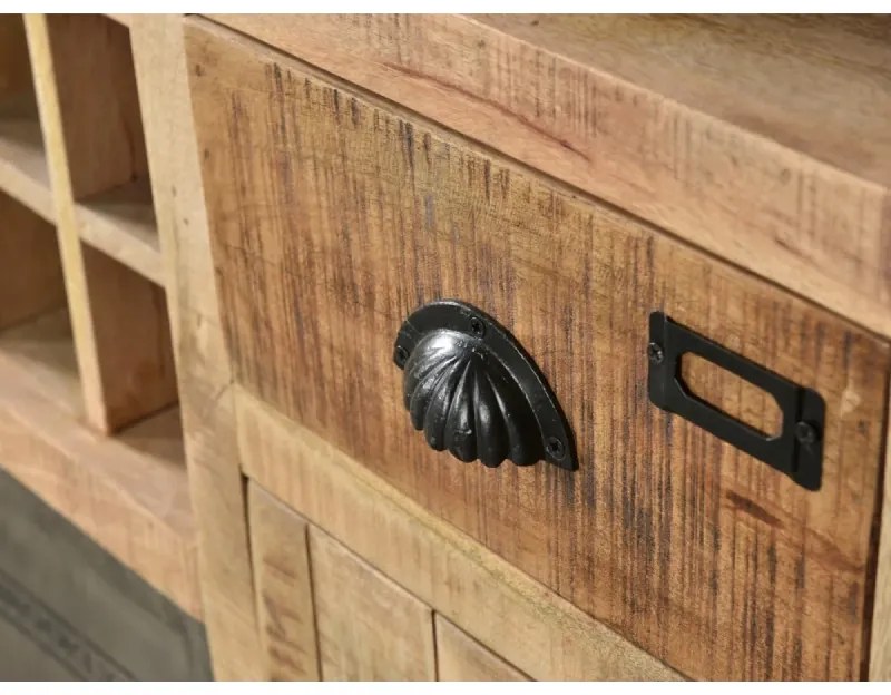 furniture-nabytek.cz - Masívna komoda Highboard Pune z mangového dreva, lakovaná, prírodná farba – 80×43×110 cm